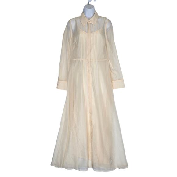 Reformation Andria Shirt Dress Midi Sheer Slip Dress Lining Ivory Size 6 NEW - Picture 1 of 13